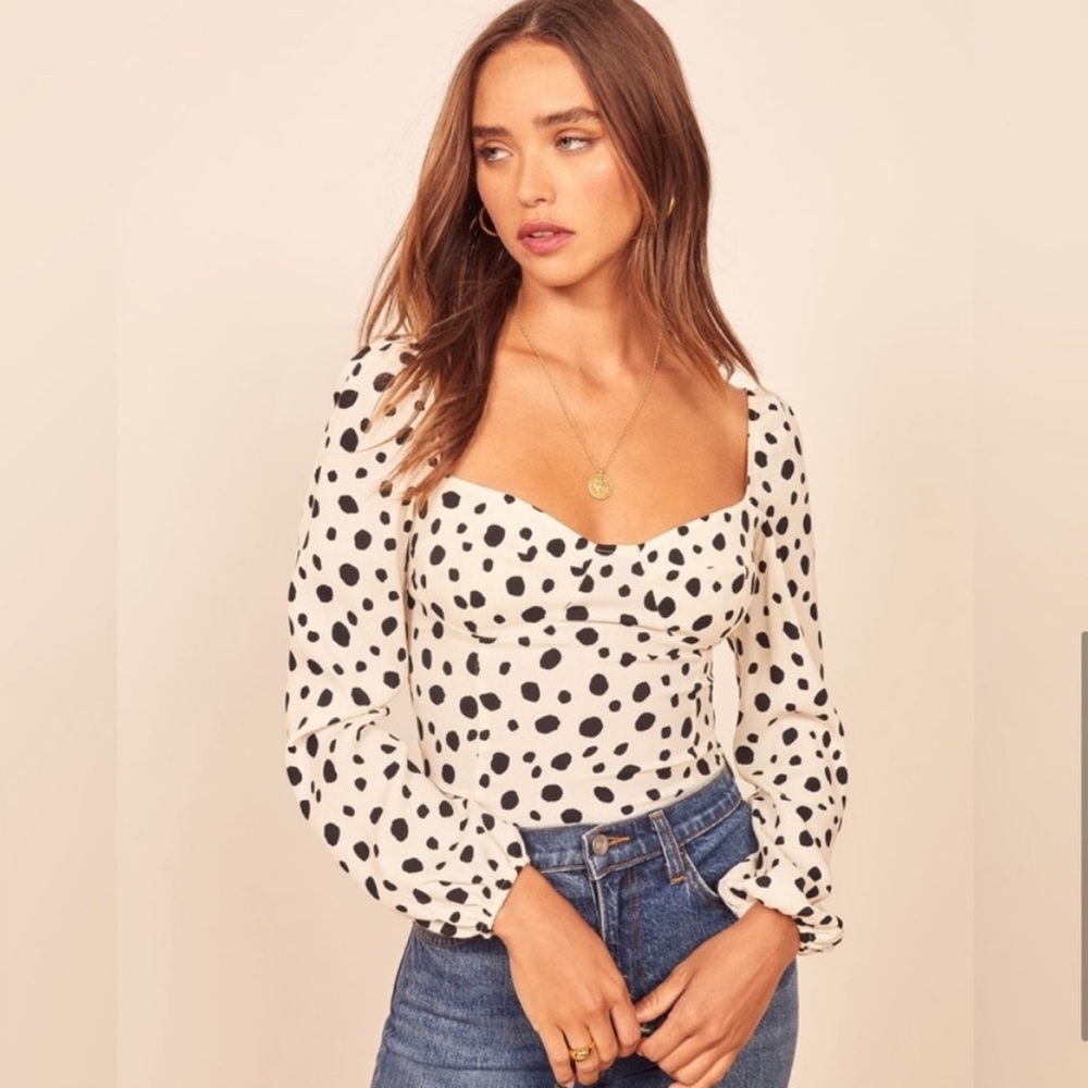 Reformation Reign Top in Ink Dot